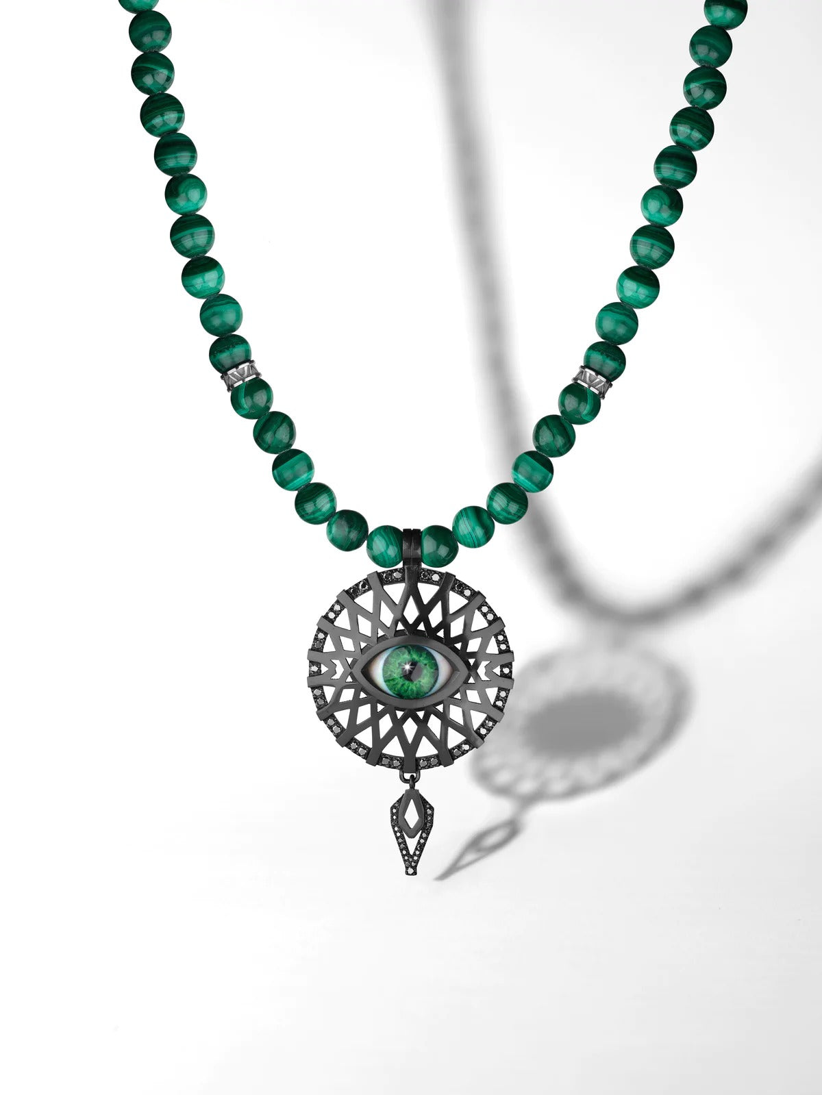 Green Iris / Openworked Titanium & Black Diamonds