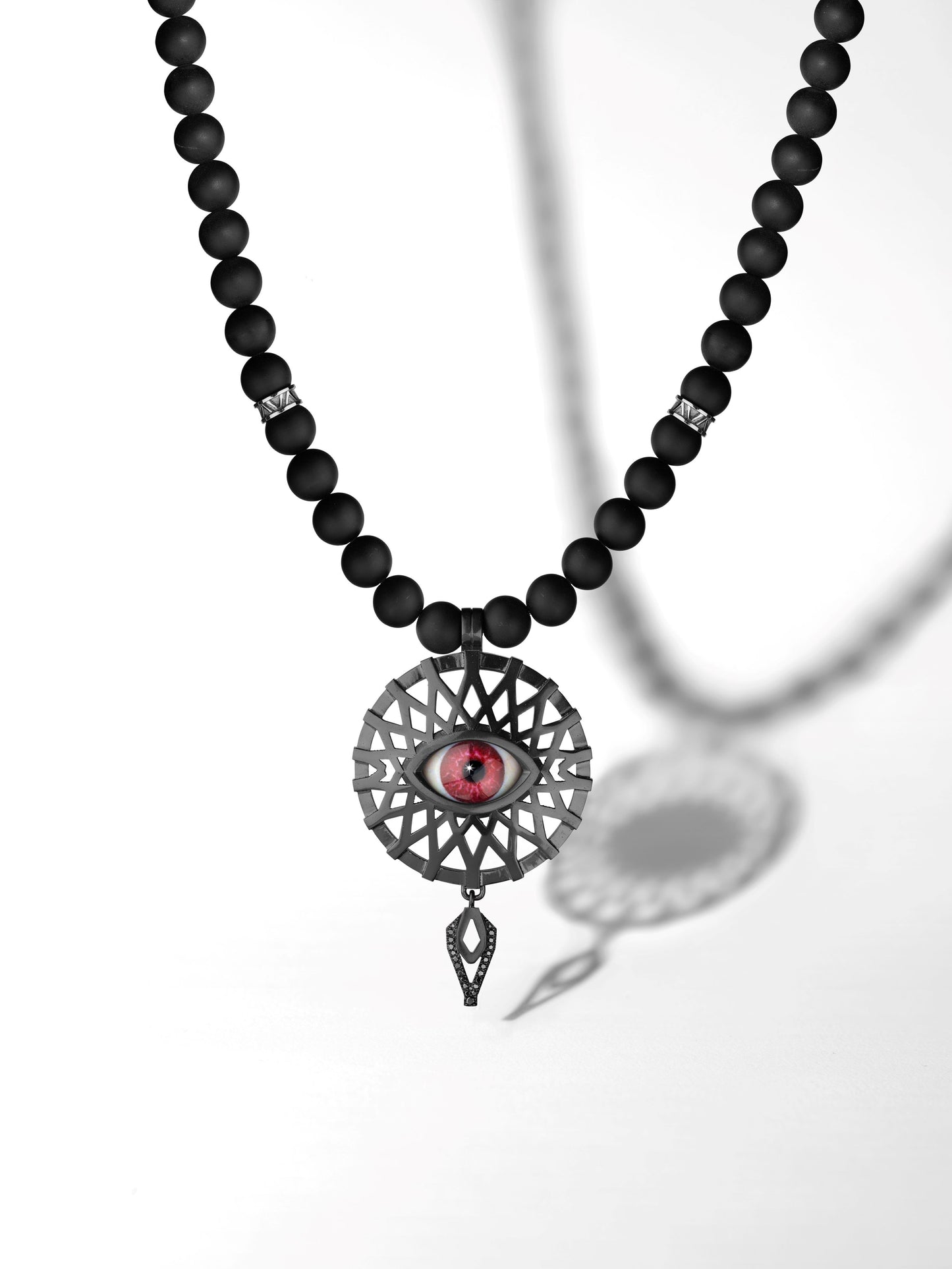 Red Iris / Openworked Titanium & Black Diamonds