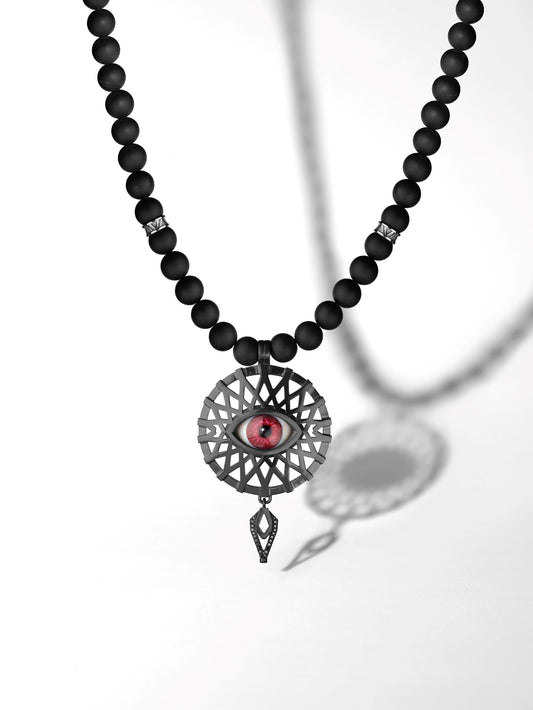 Red Iris / Openworked Titanium & Black Diamonds