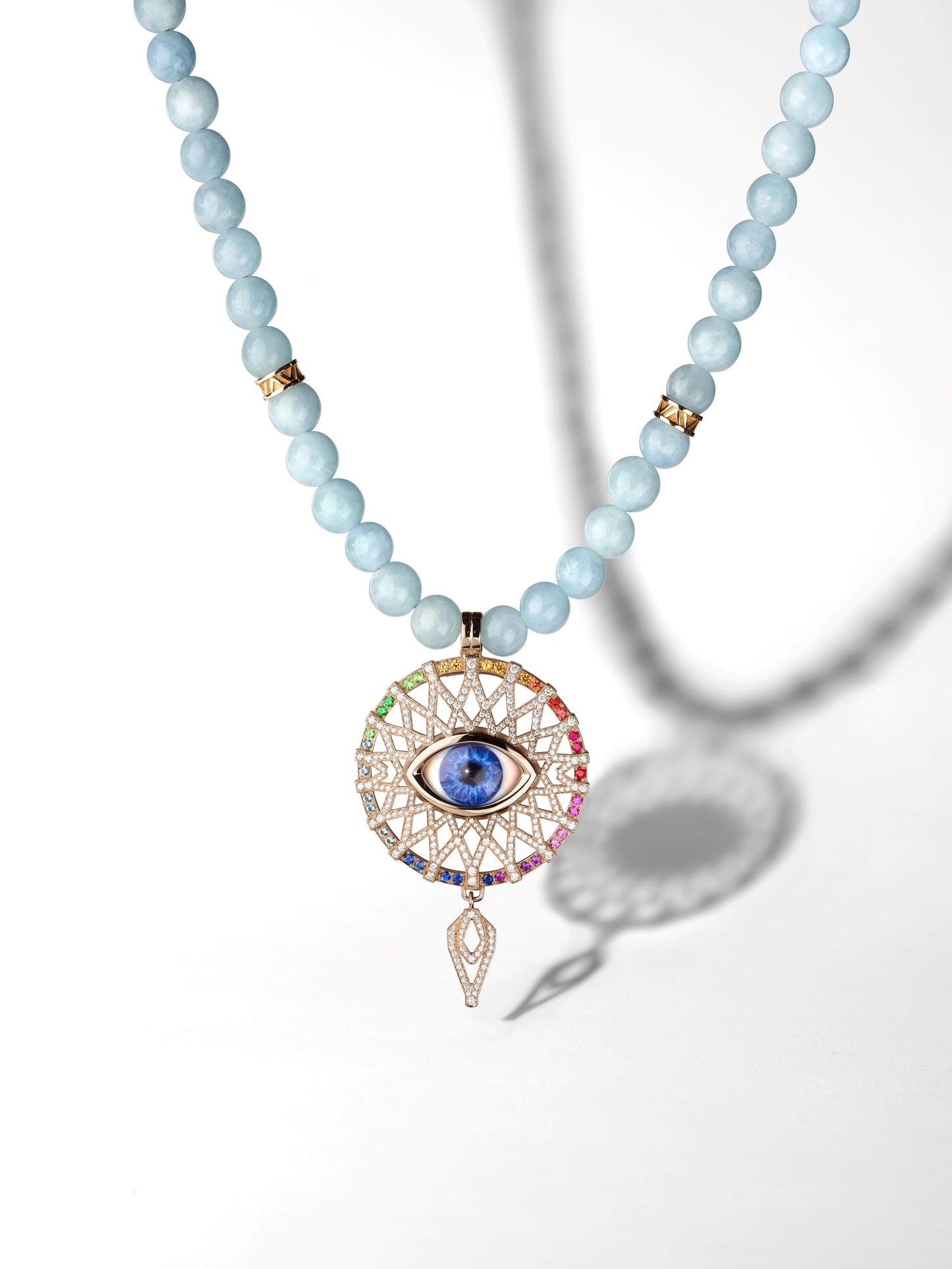 Blue Iris / Openworked Rose Gold, Rainbow & White Diamonds