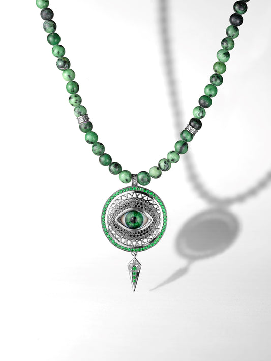 Green Iris / Black Diamonds & Tsavorites