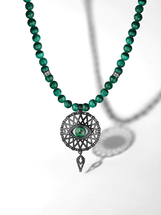 Green Iris / Openworked Titanium & Black Diamonds